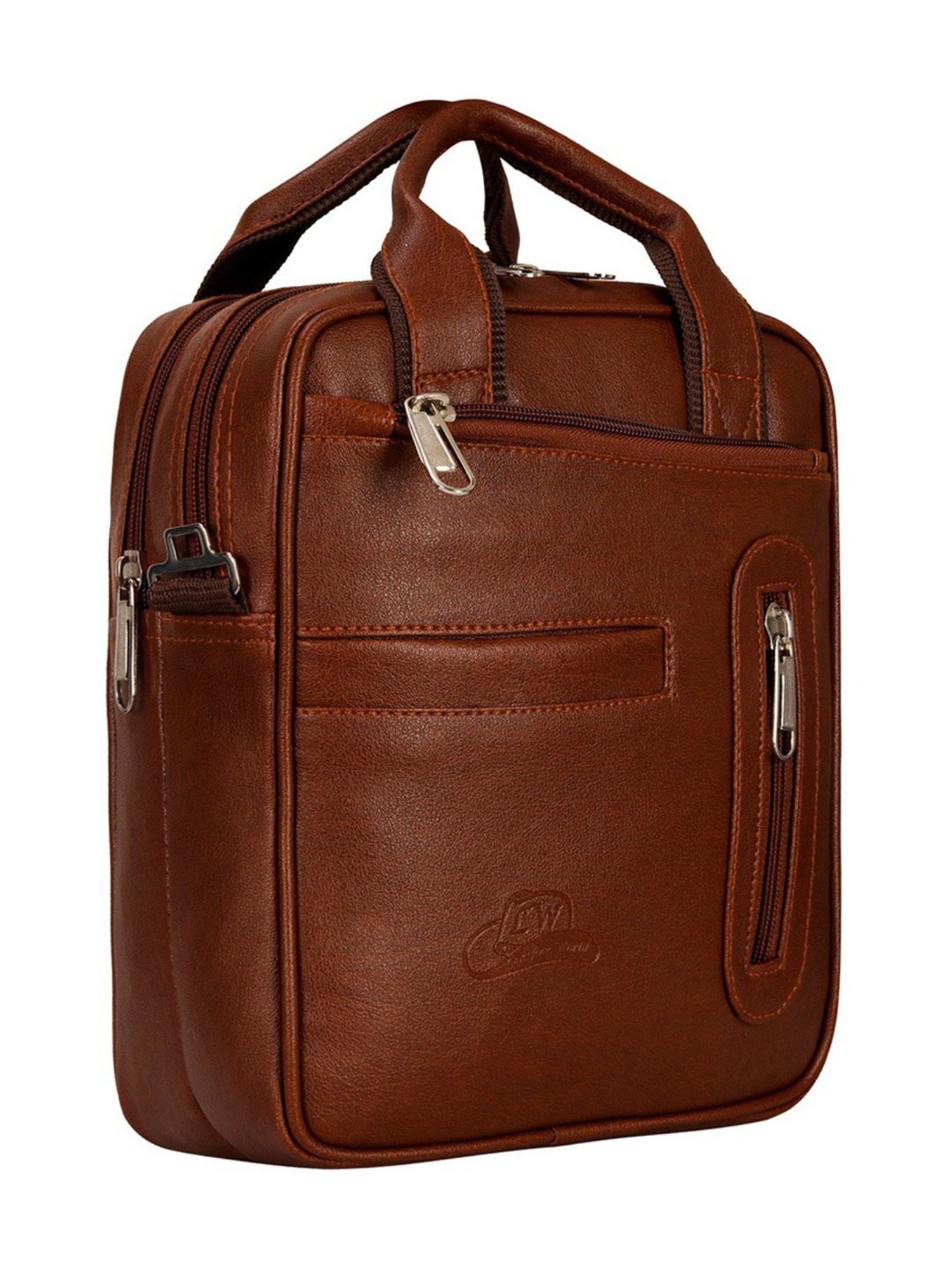 Leather World Tan Solid Medium Crossbody Bag