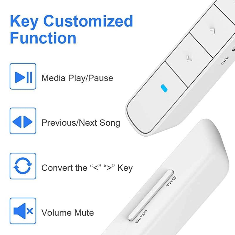 KeyCustomized Wireless Presenter Remote  N36 Presentation Pointer Presenter Supports Hyperlink Media PlayPause PreviousNext Track Volume Mute etc