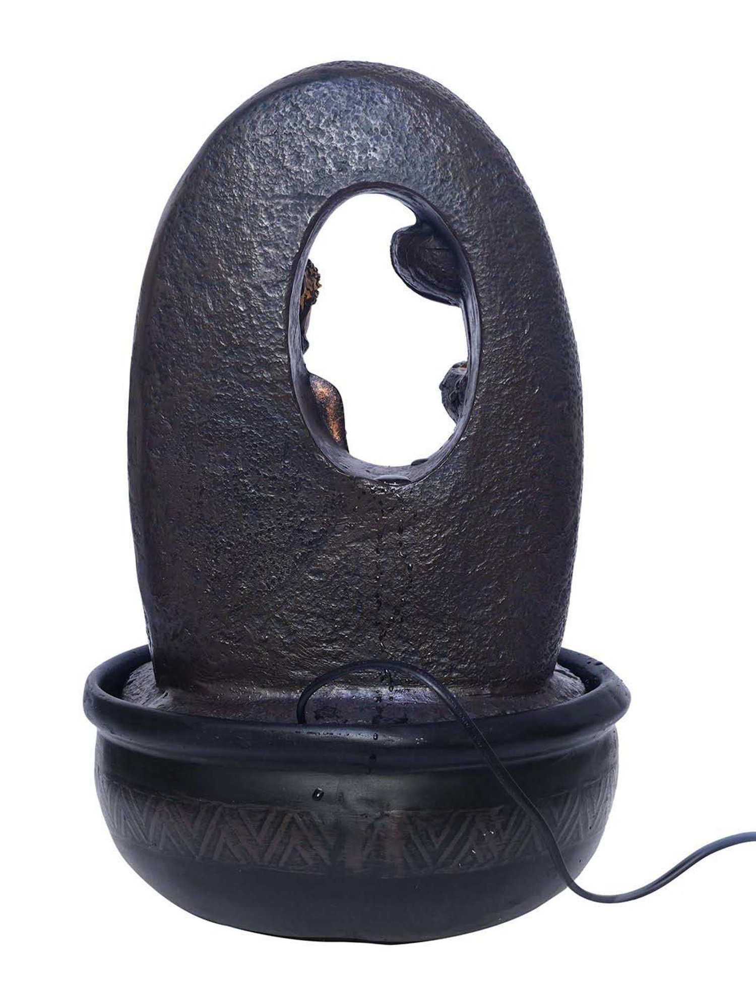 CHRONIKLE Brown & Golden Polyresin Meditating Buddha 4 Steps Waterfall Fountain