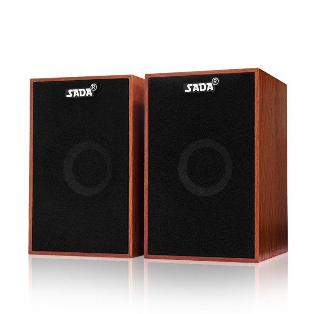 SADA V-160 USB Wired Wooden Combination Speakers Computer Speakers Bass Stereo Music Player Subwoofer Sound Box for Desktop Laptop Notebook Tablet PC Smart Phone