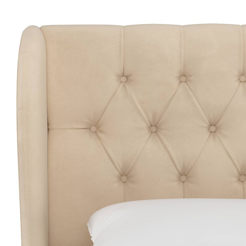 Full Tufted Wingback Bed Velvet Pearl - Skyline Furniture