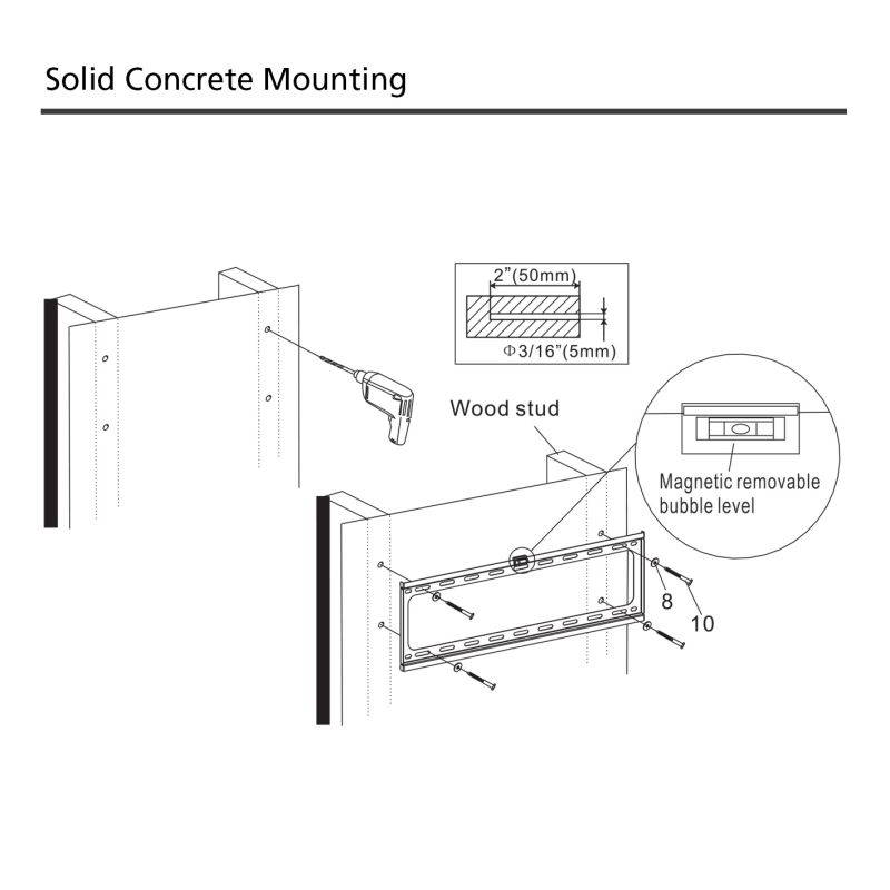 Xtrempro Low-Profile TV Wall Mount 1" Slim Fixed Bracket w/ Magnetic Removable Bubble Level for 32 - 65 inch LCD, LED, 4K or Plasma TVs VESA up to 600 x 400, 77 lbs Loading Capacity - Black (41033)