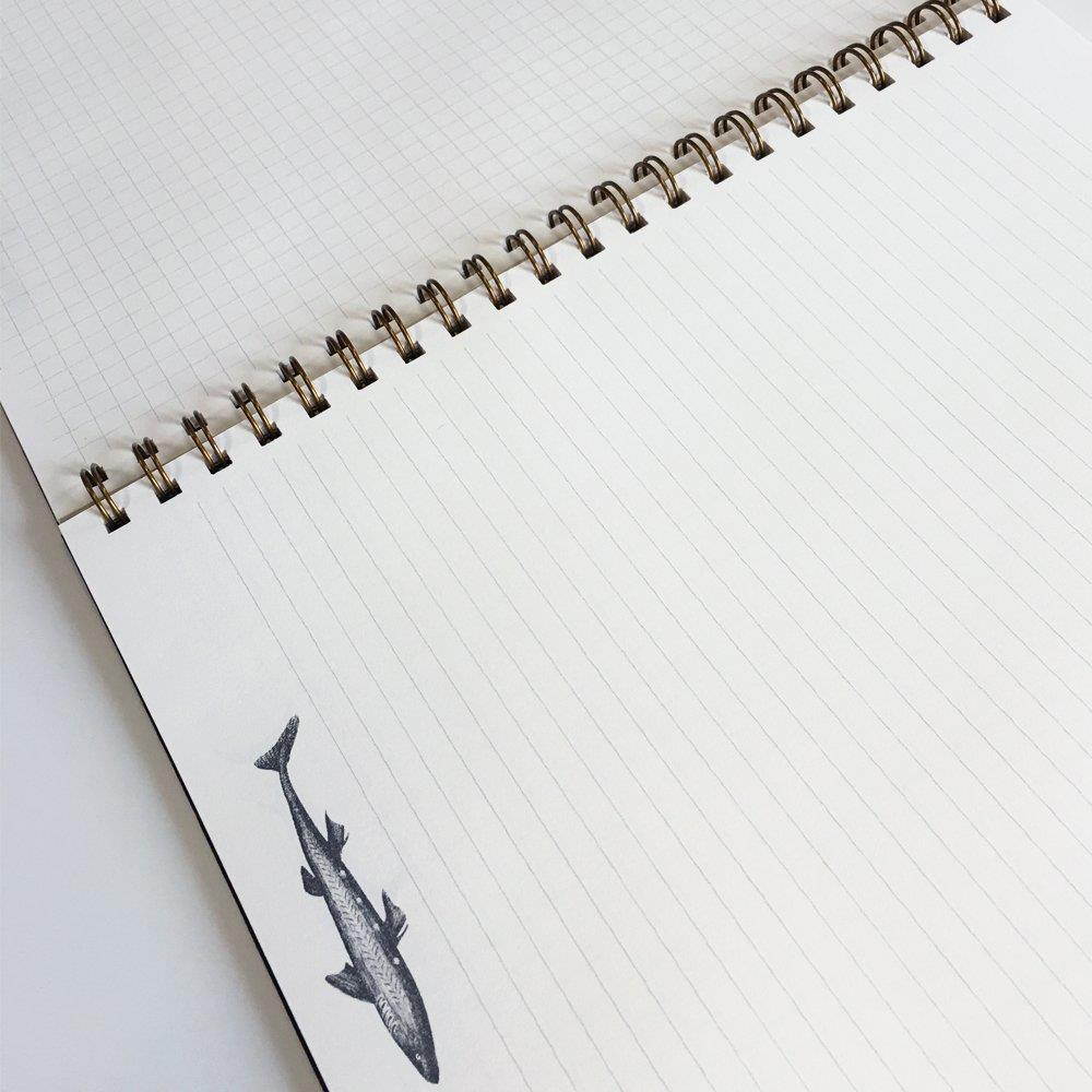 Action Publishing Cabinet of Curiosities &middot; De Historia Piscium NoteBook &middot; Side-Bound Notebook, 140 Off-White Pages with Various Fish Illustrations (8.5 x 11 inches)