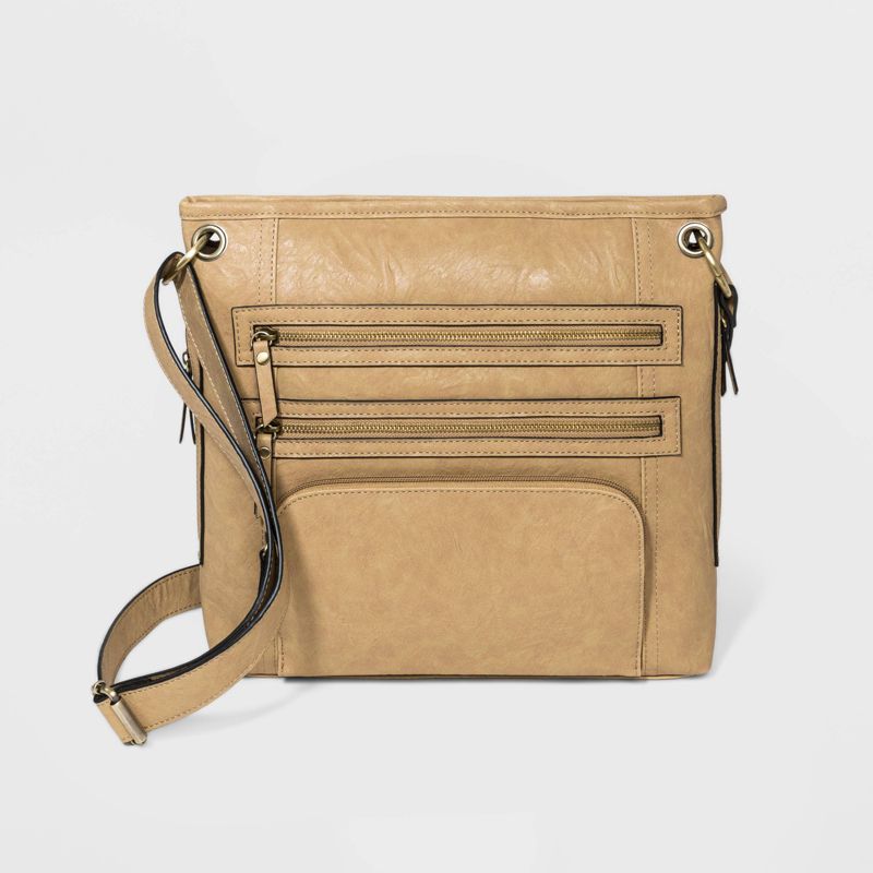Bueno Zip Closure Crossbody Bag - Beige