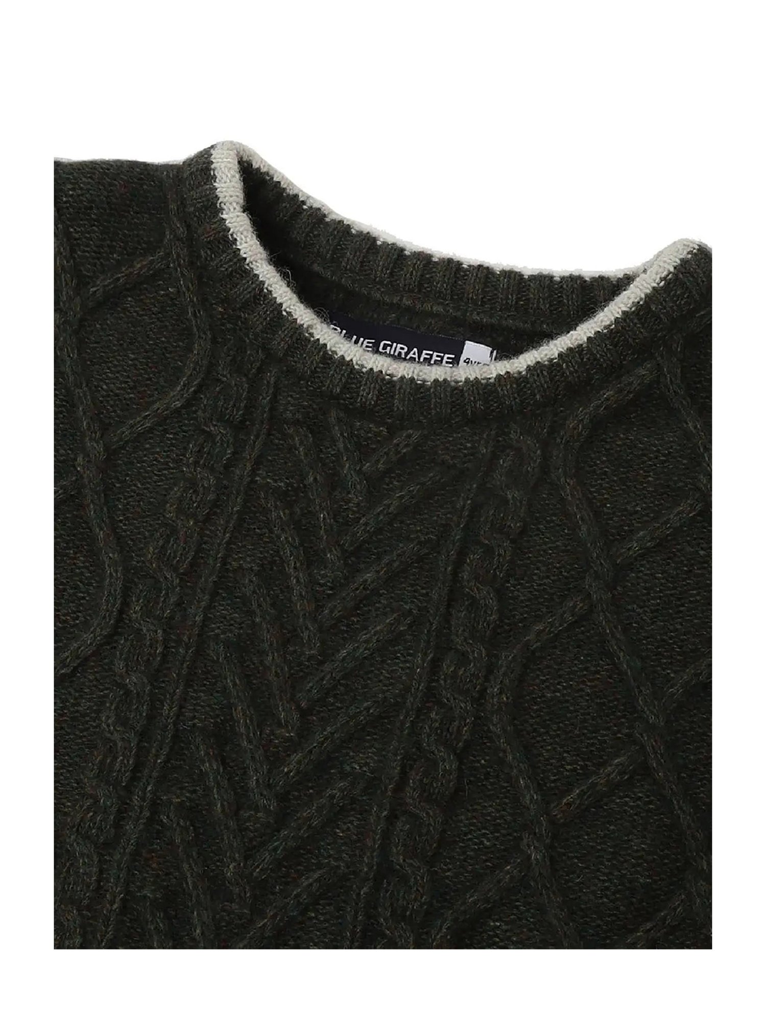 Blue Giraffe Kids Olive Self Design Full Sleeves Sweater