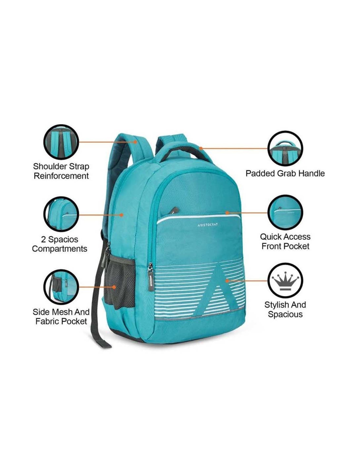 Aristocrat Kane 26 Ltrs Light Blue Medium Backpack