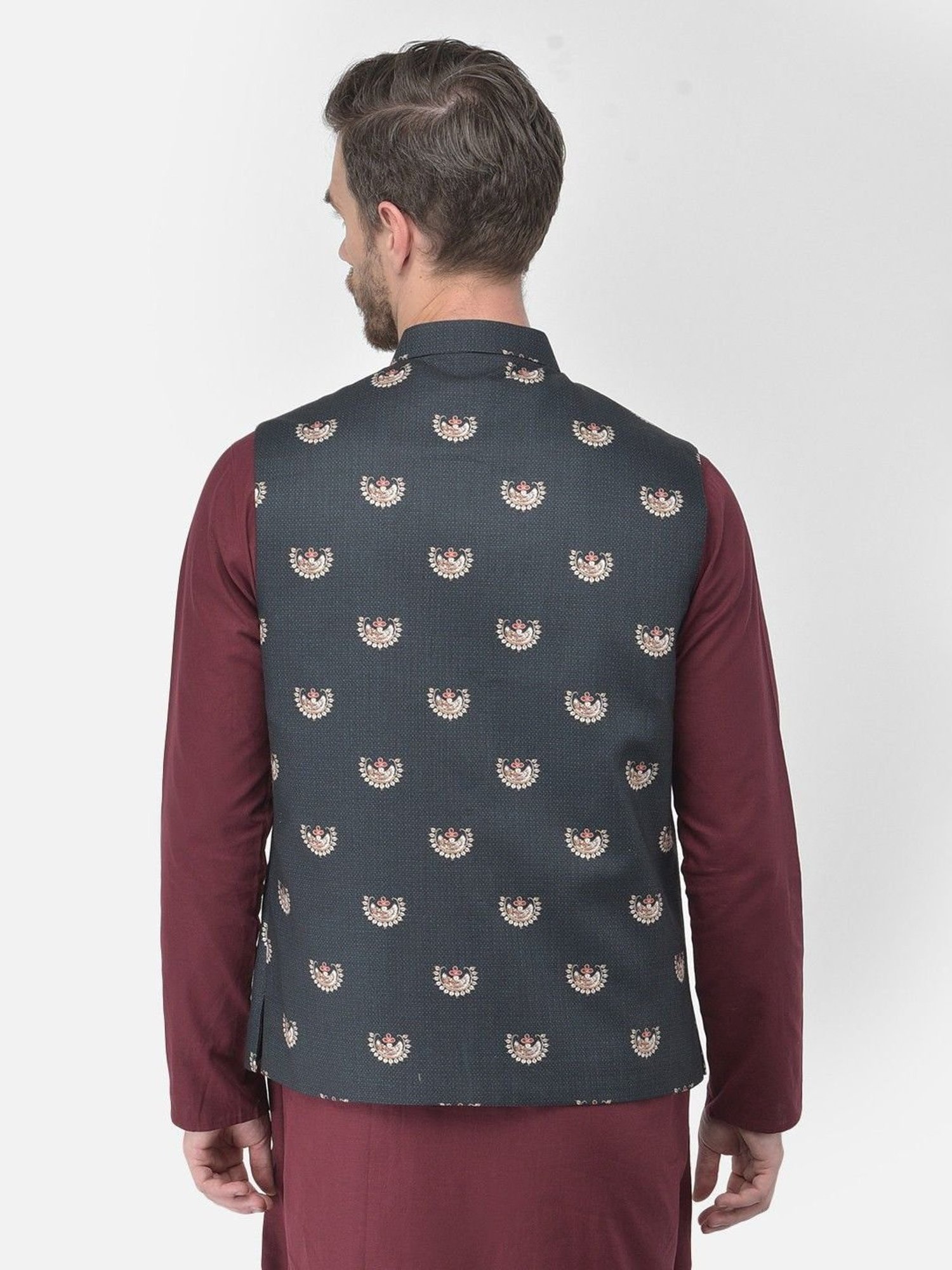 Fabindia Multicolor Regular Fit Printed Cotton Nehru Jacket