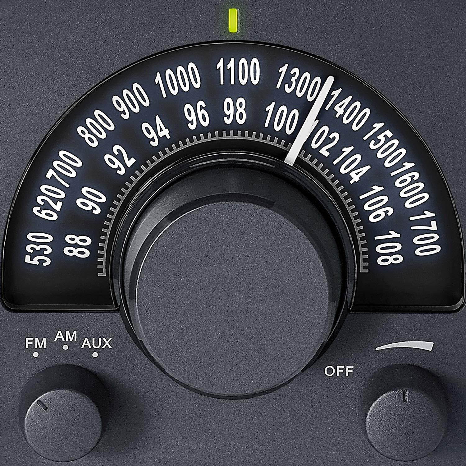 Sangean WR-15BK AM/FM Table Top Wooden Radio, Black Leatherette