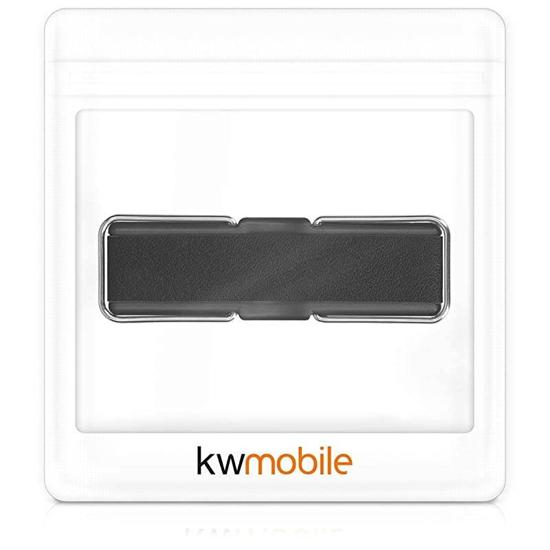 Universal Elastic Finger Holder for Smartphones PU Leather Stretch Grip Finger Strap with Stand Compatible with All Smartphones Black