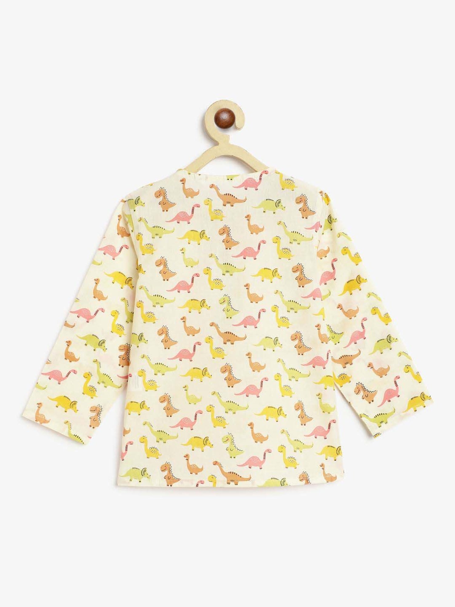 Campana Kids White & Green Cotton Printed Full Sleeves T-Shirt & Trouser