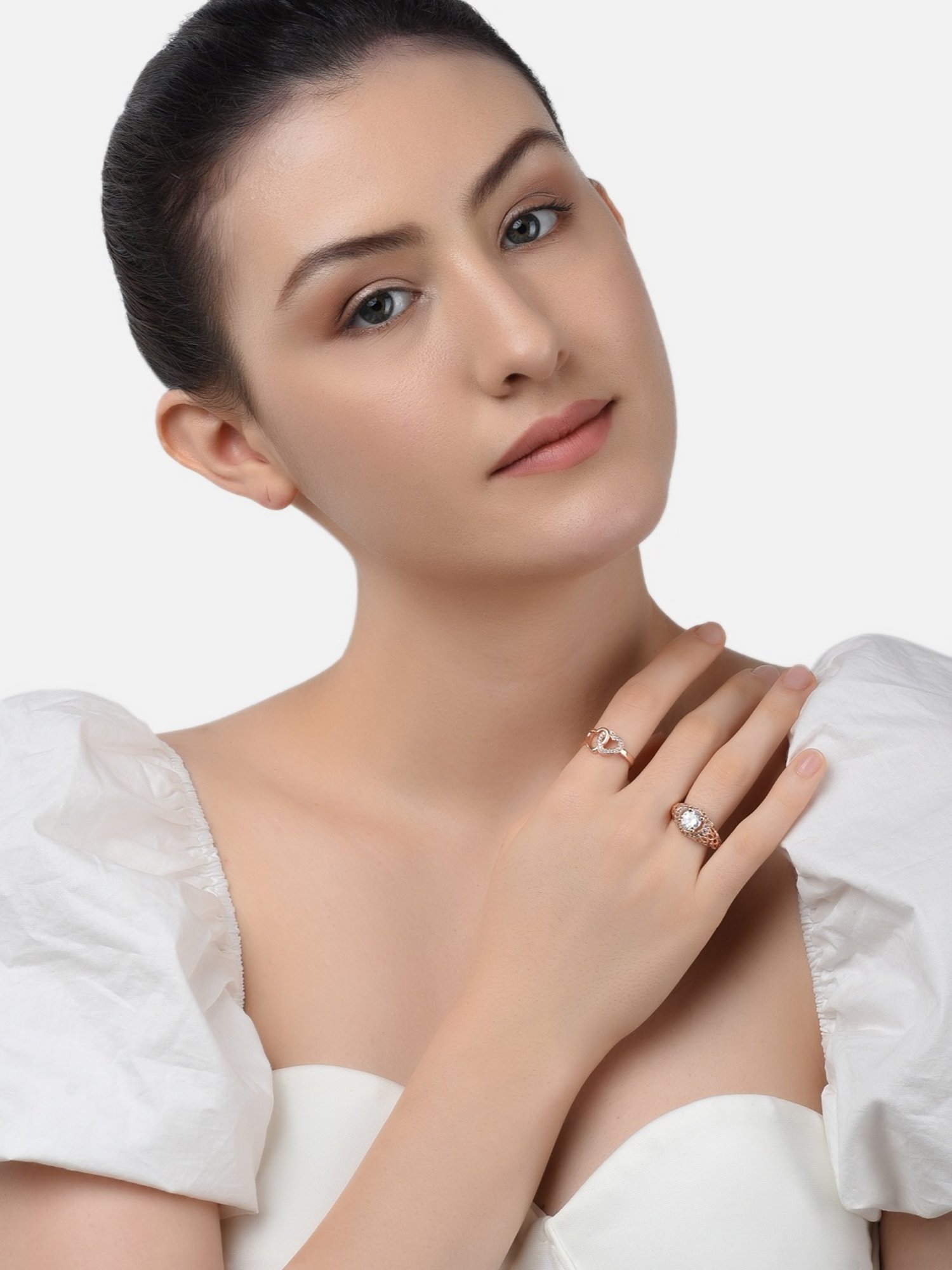 Accessorize London Women's Jewel Embellished Rings Set Of Three White