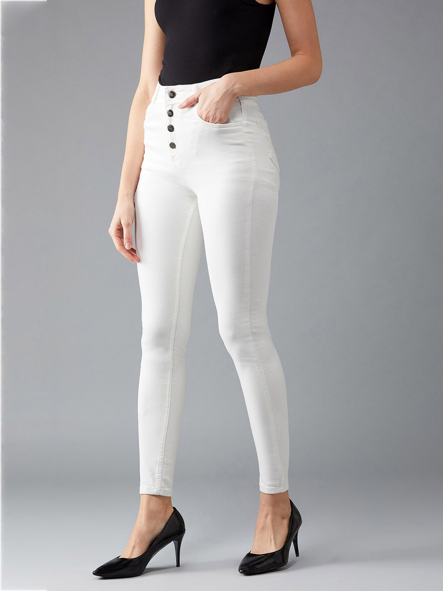 DOLCE CRUDO White Skinny Fit Jeans