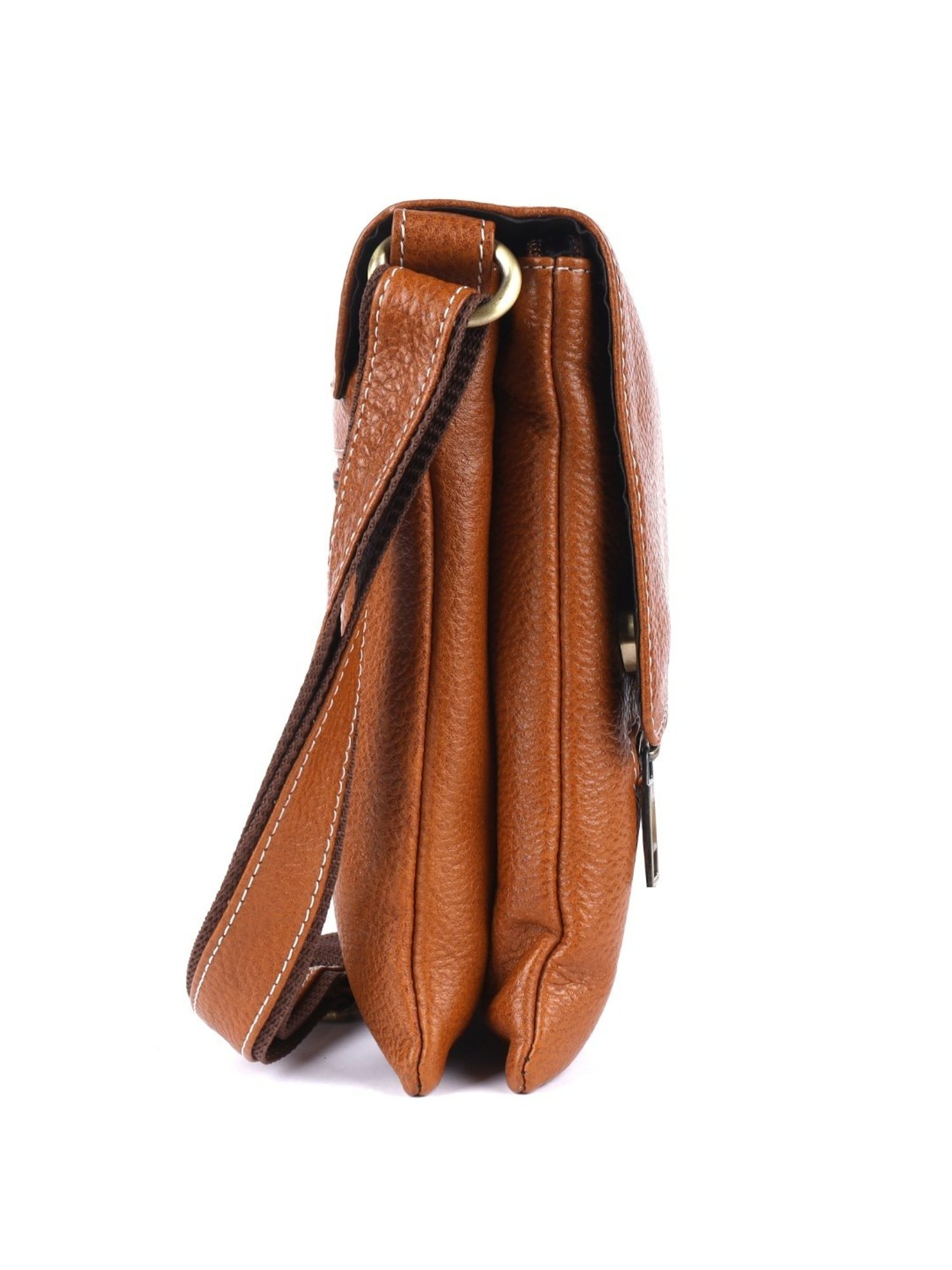 HiLEDER Brown Textured Small Leather 8 inch Cross Body Bag