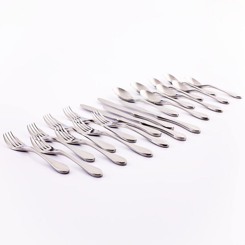 Knork Original 20 Piece Stainless Steel Dishwasher Safe Silverware Cutlery Utensils Flatware Set with Forks, Spoons, and Knives, Gloss Silver