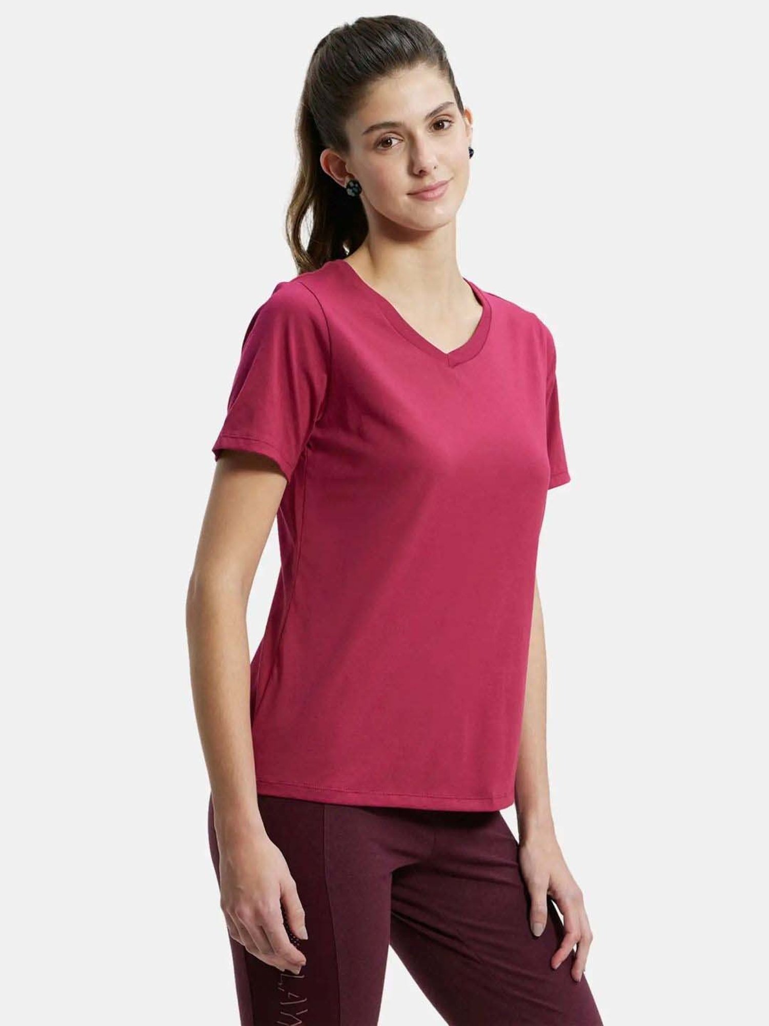 Jockey AW88 Women's Super Combed Cotton Rich Relaxed Fit Solid Curved Hem Styled Half Sleeve T-Shirt