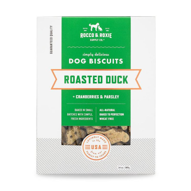 Rocco & Roxie Supply Co. Roasted Duck with Cranberries and Parsley Dog Biscuits Dog Treats - 14oz