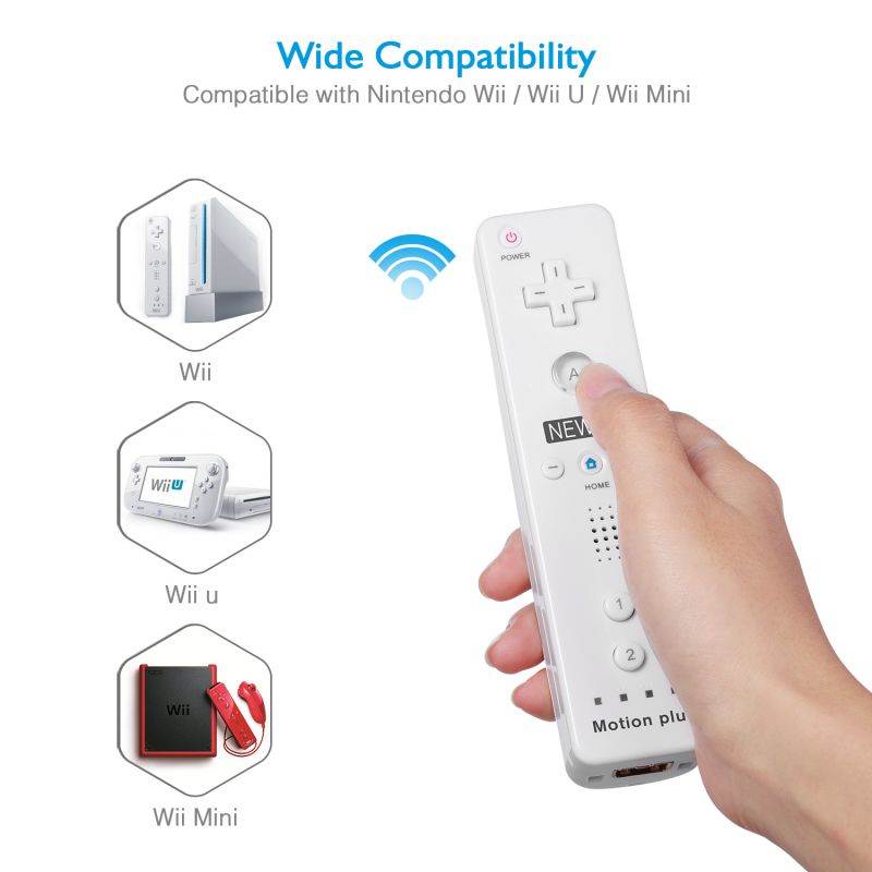 2 In 1 Wii Remote Controller Replacement Remote Game Controller with Shock Function for Nintendo Wii and Wii U Video Game Built Motion Sensor