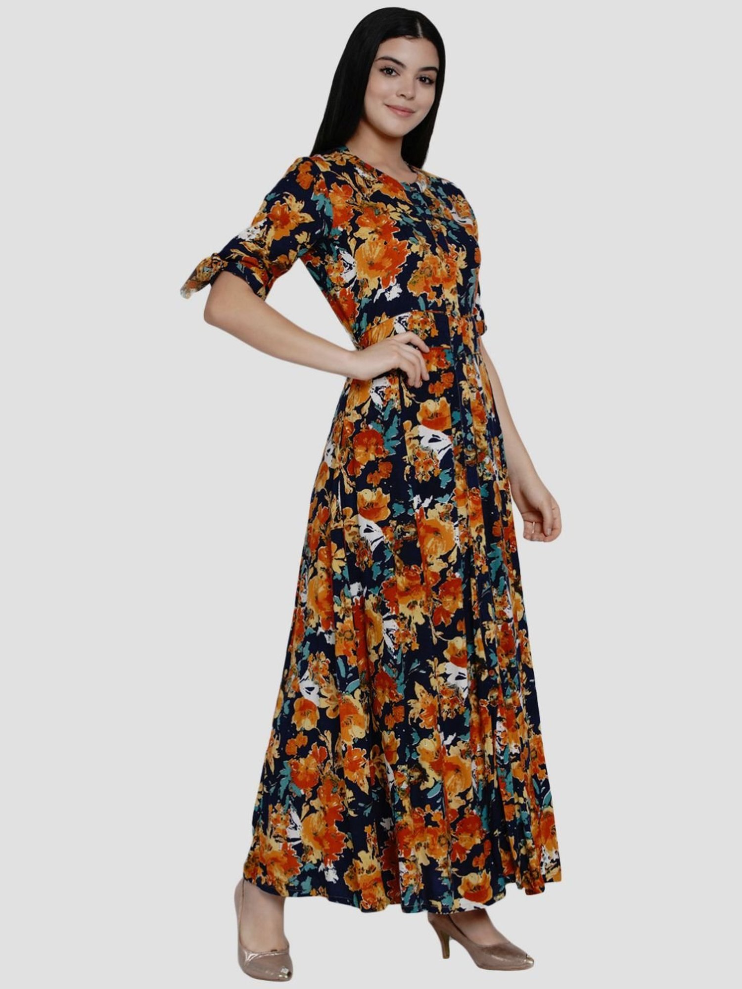 Women Republic Black Printed A Line Kurta