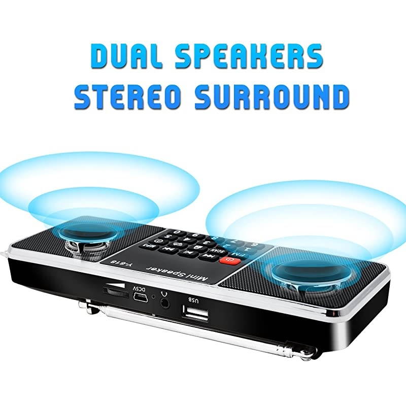 Multifunction Digital FM Radio Media Speaker MP3 Music Player Support TF Card USB Drive with LED Screen Display and Setting Timing Shutdown Function Black