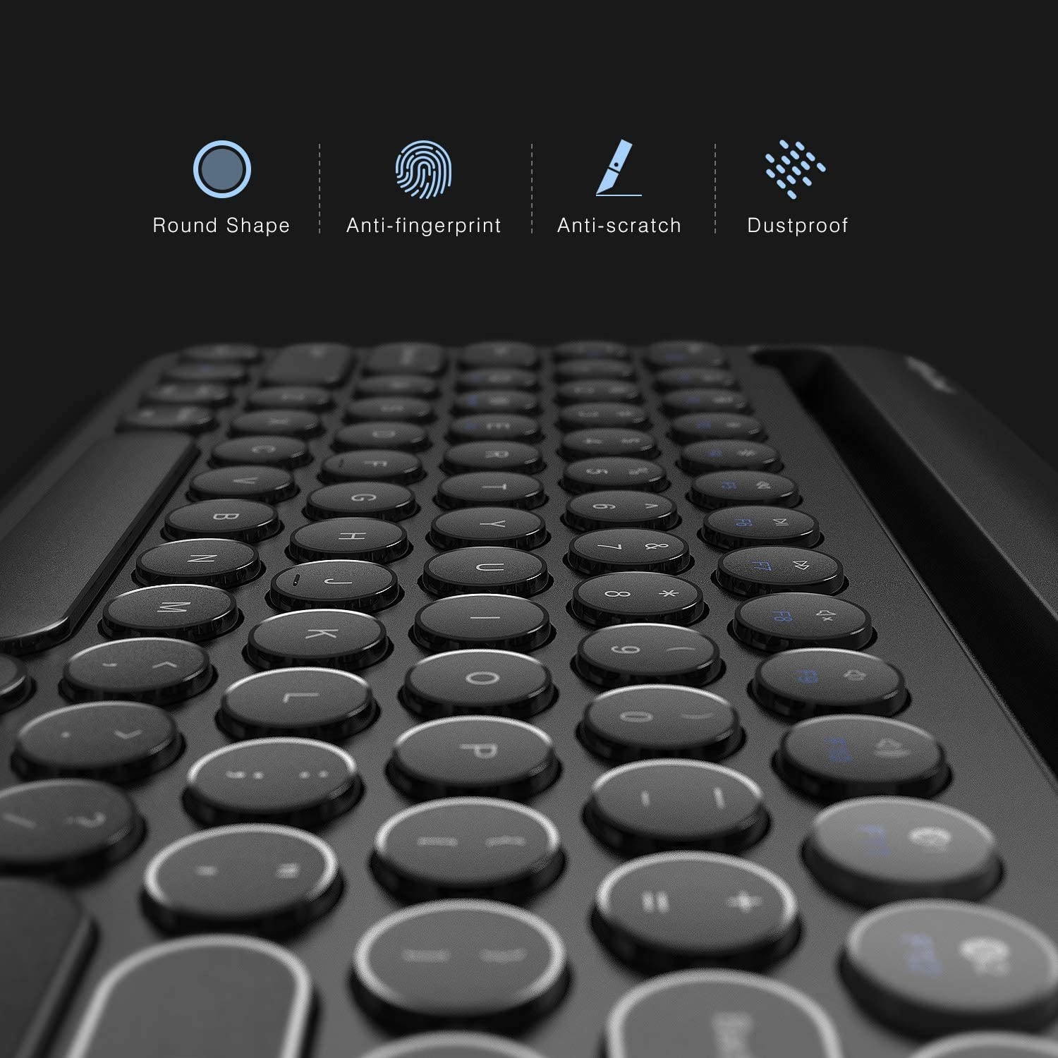 Multi-Device Bluetooth Keyboard, Jelly Comb Rechargeable Wireless Bluetooth Keyboard Switch to 2 Devices for Cellphone, Tablet, PC, Smart TV, MacBook iOS Android Windows-B046 (Black)