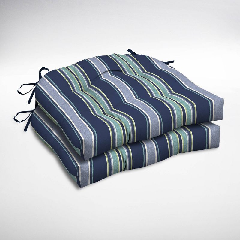 2pk Aurora Stripe Wicker Chair Cushions Sapphire - Arden Selections