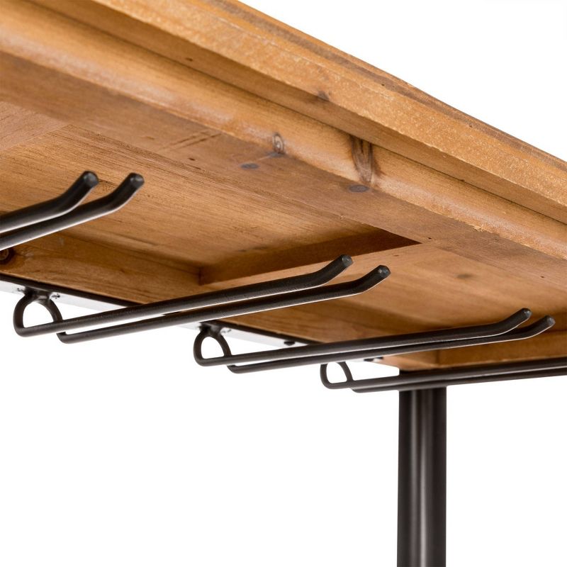 Vintage Floor Wine Bottle and Glass Rack Natural - Glitzhome