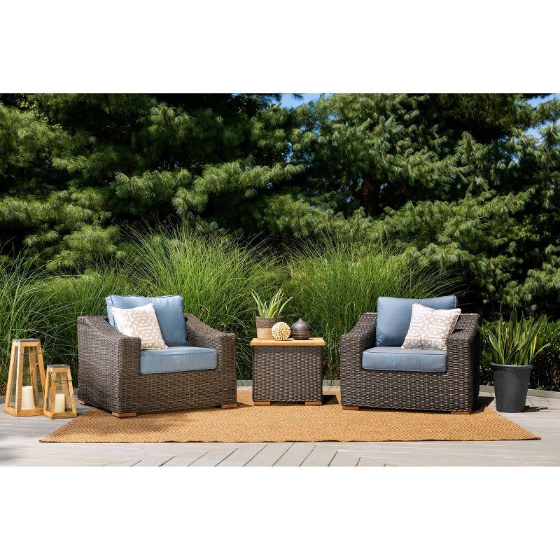 New Boston 3pc Seating Set Gray Frame Sunbrella Spectrum Denim Fabric - La-Z-Boy