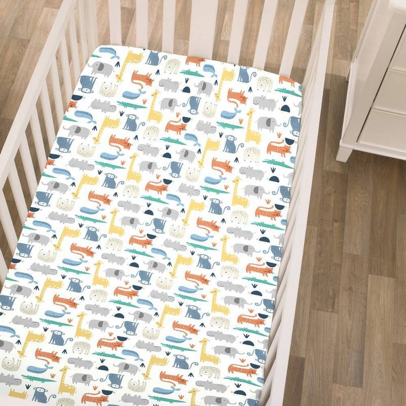 Carter's Colorful Modern Safari Animals Super Soft Mini Crib Fitted Sheet