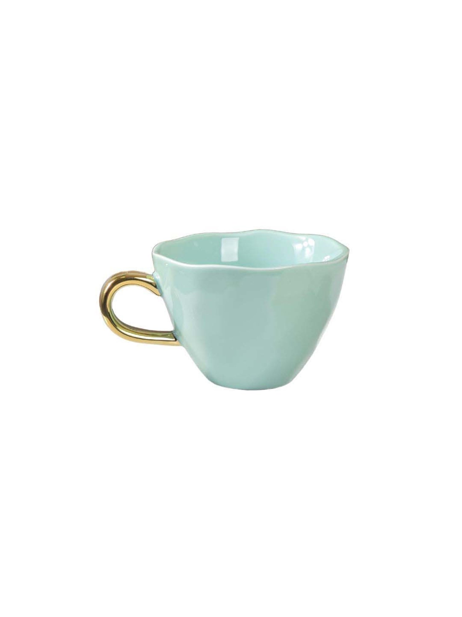 Nestasia premium quality mint ceramic Teacup with golden handle for serving Coffee/Tea/Warm Drinks