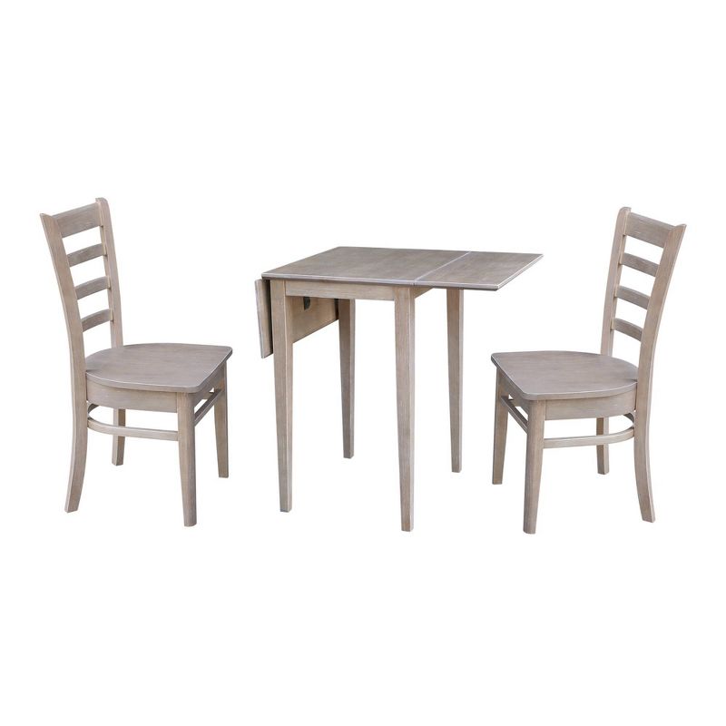 Jemma Small Dual Drop Leaf Dining Set and 2 Chairs Taupe - International Concepts