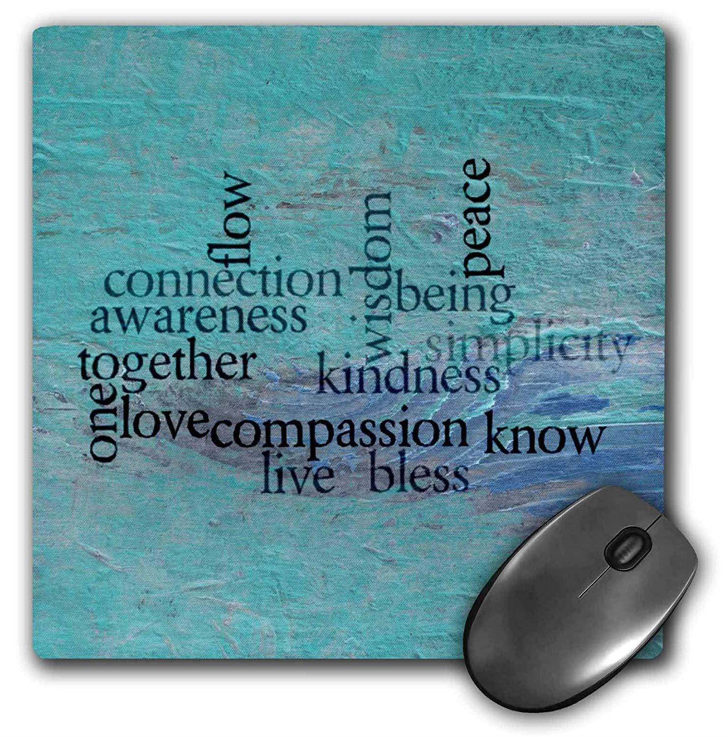3dRose Awareness, Compassion Inspiring Words Religion & Spirituality Mouse Pad, 8" x 8" (mp_29526_1)