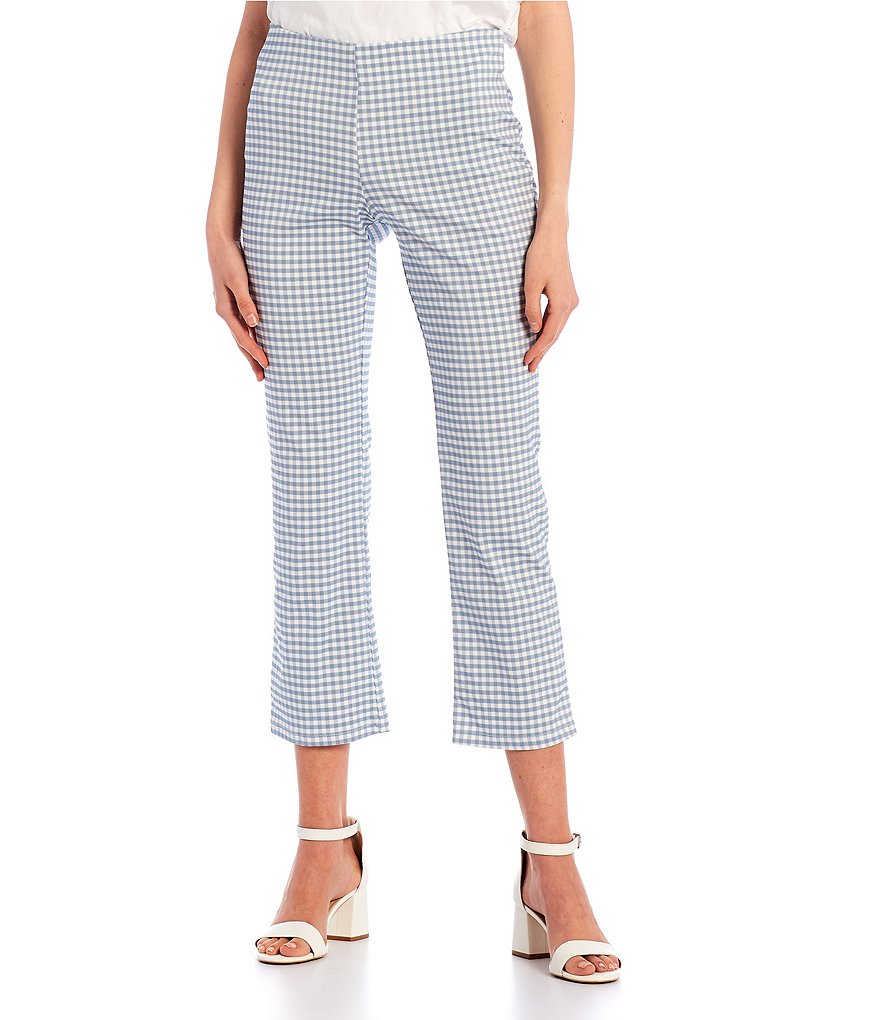 Originality Mid Rise Plaid Kick Flare Cropped Pants