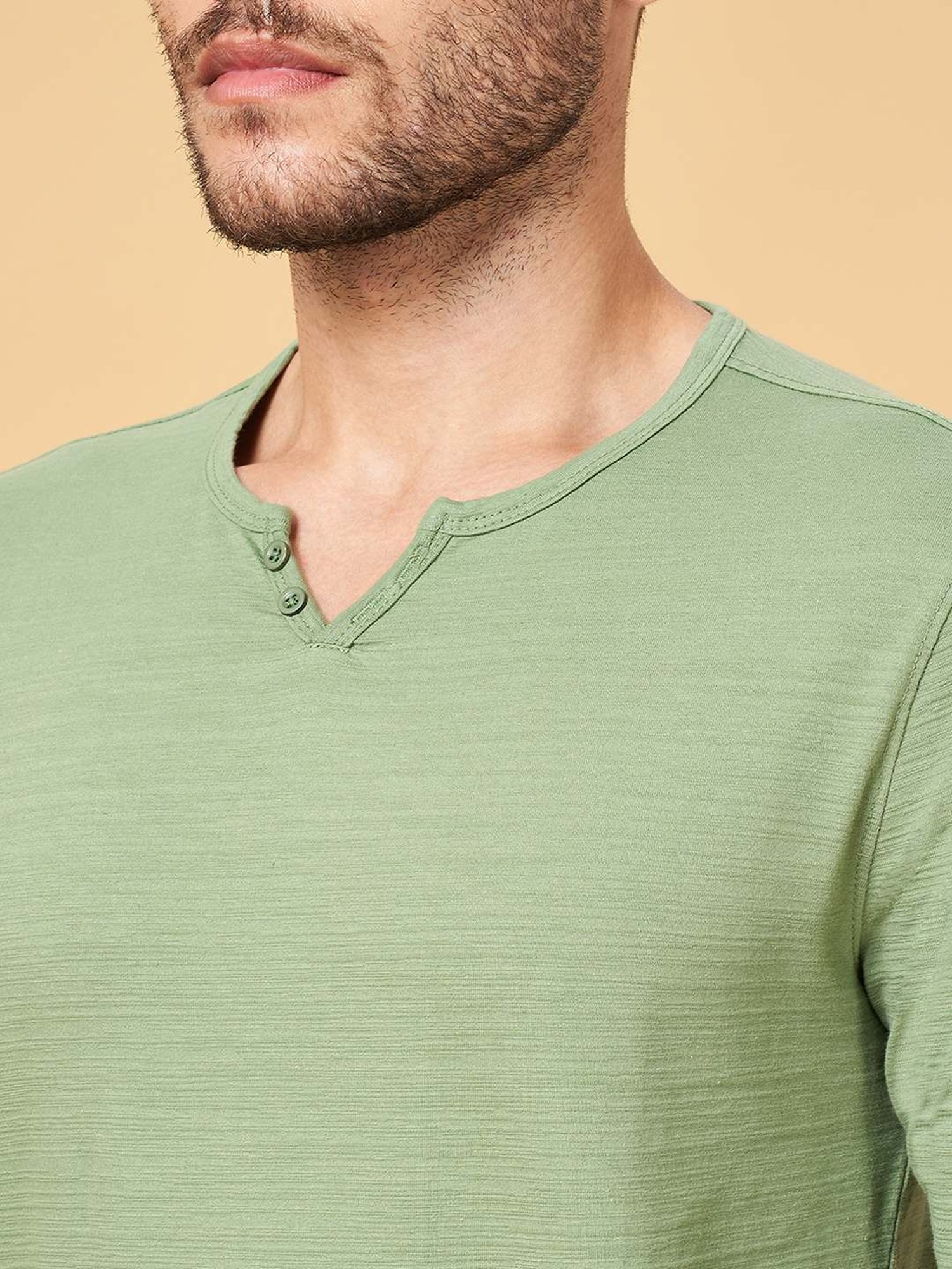 Urban Ranger by Pantaloons Sage Green Slim Fit T-Shirt