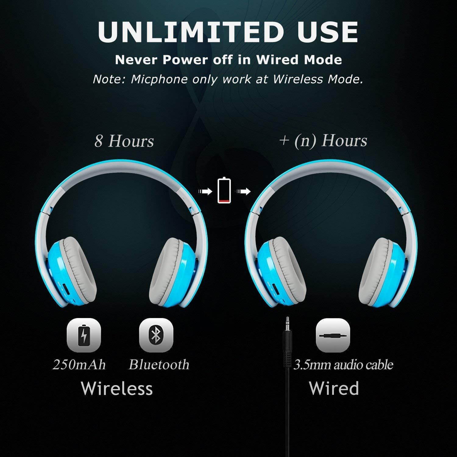 Back to School gift-New Blue color Beyution513@ Over-ear- HiFi Stereo Clear Mic-phone- Bluetooth Headphones-With Retail Package!