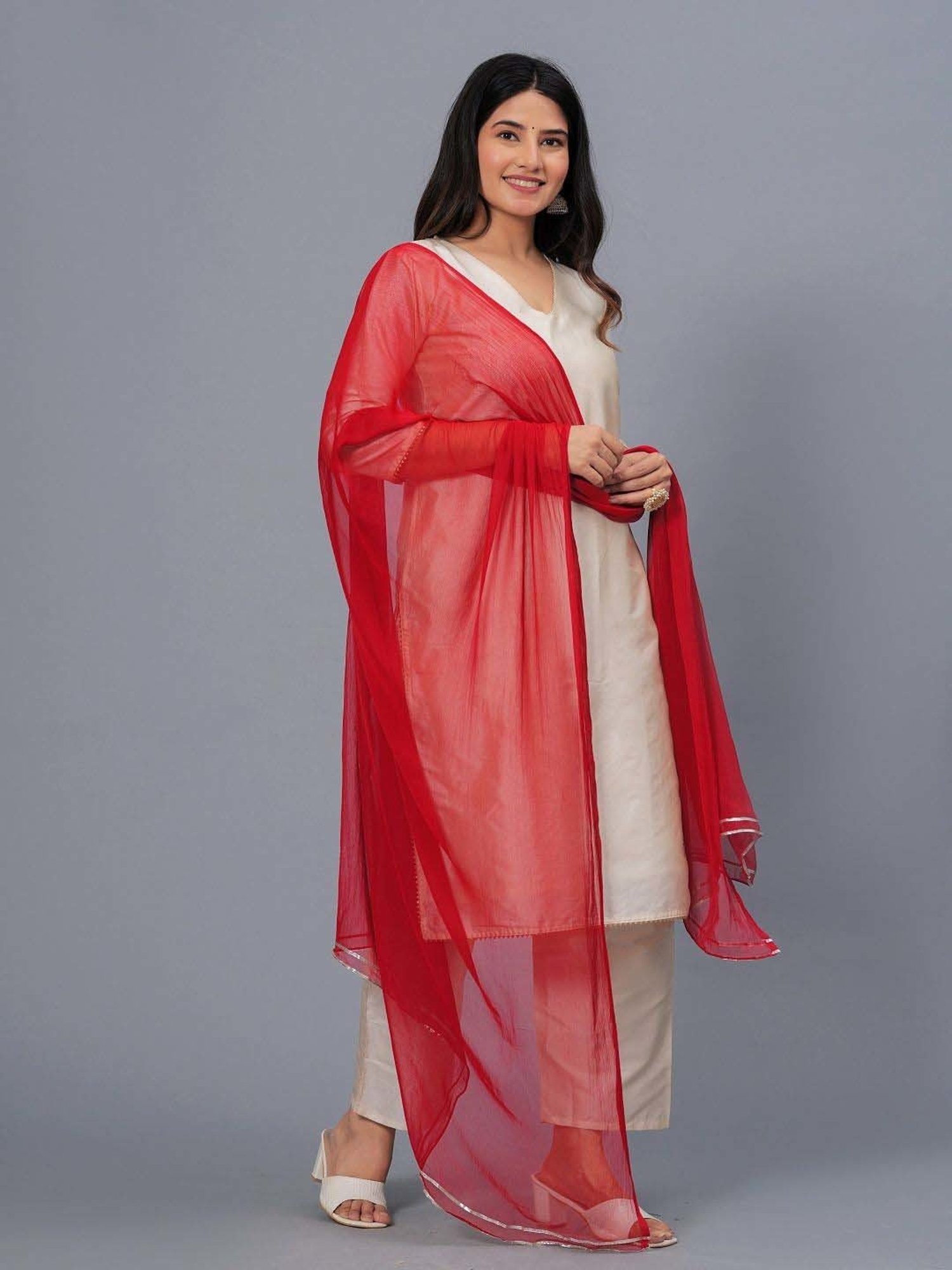 Stylum Red Plain Dupatta