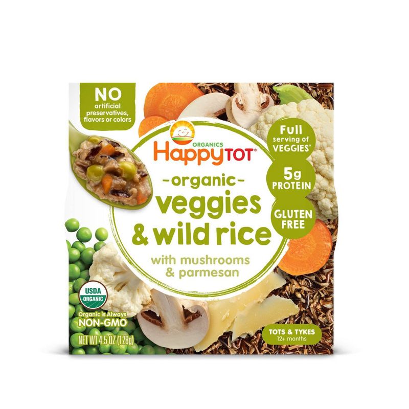 HappyTot Organic Veggies & Wild Rice with Mushrooms and Parmesan Baby Food - 4.5oz
