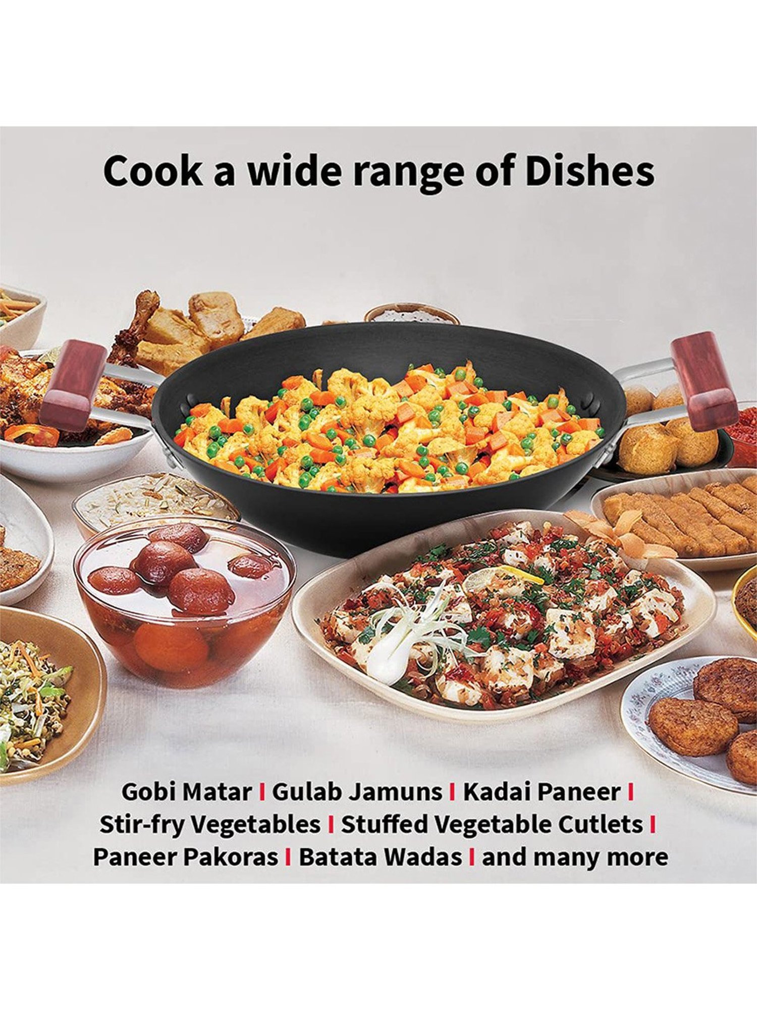 Hawkins Black Hard Anodised Deep Fry Pan Kadhai with Two short handles - 2 Litre