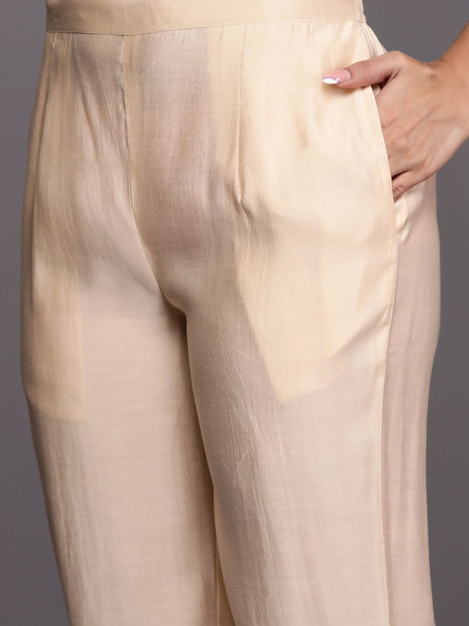 Libas Art Beige Embroidered Kurta Pant Set With Dupatta