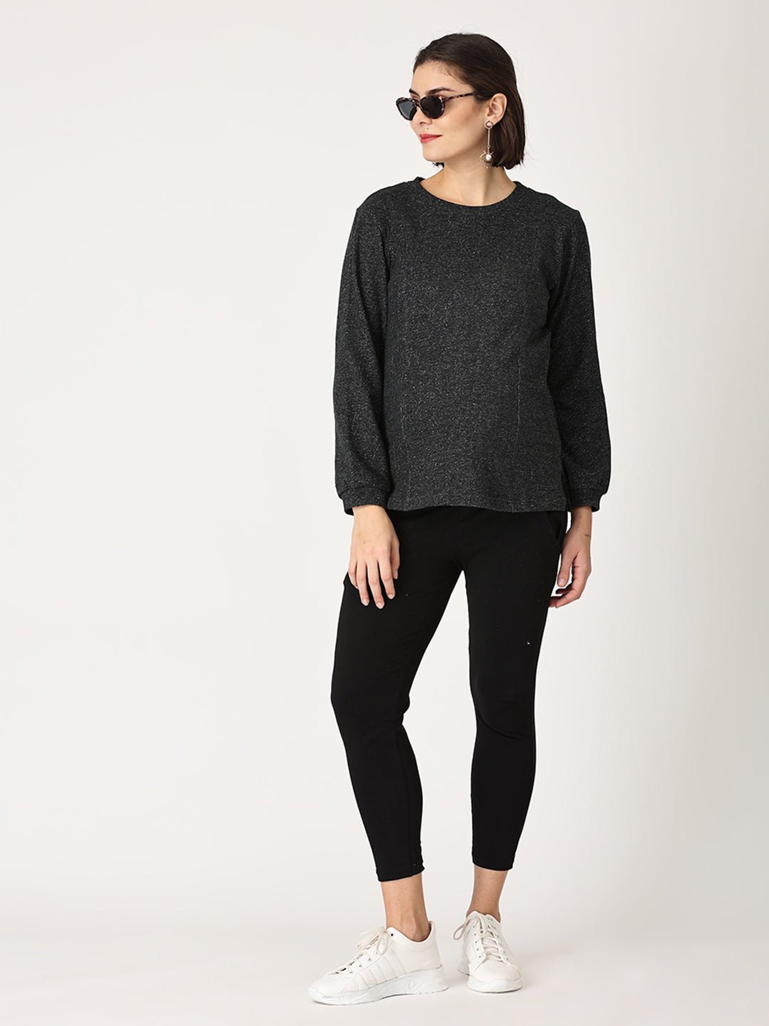 The Mom Store Black Maternity Pullover With Leggings