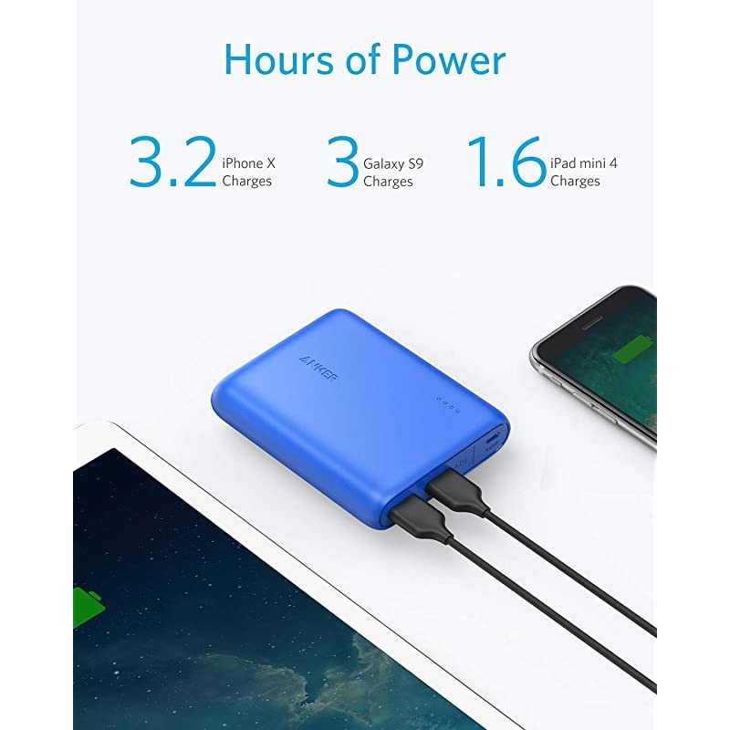 PowerCore 13000, Compact 13000mAh 2-Port Ultra-Portable Phone Charger Power Bank with PowerIQ and VoltageBoost Technology for iPhone, iPad, Samsung Galaxy (Blue)