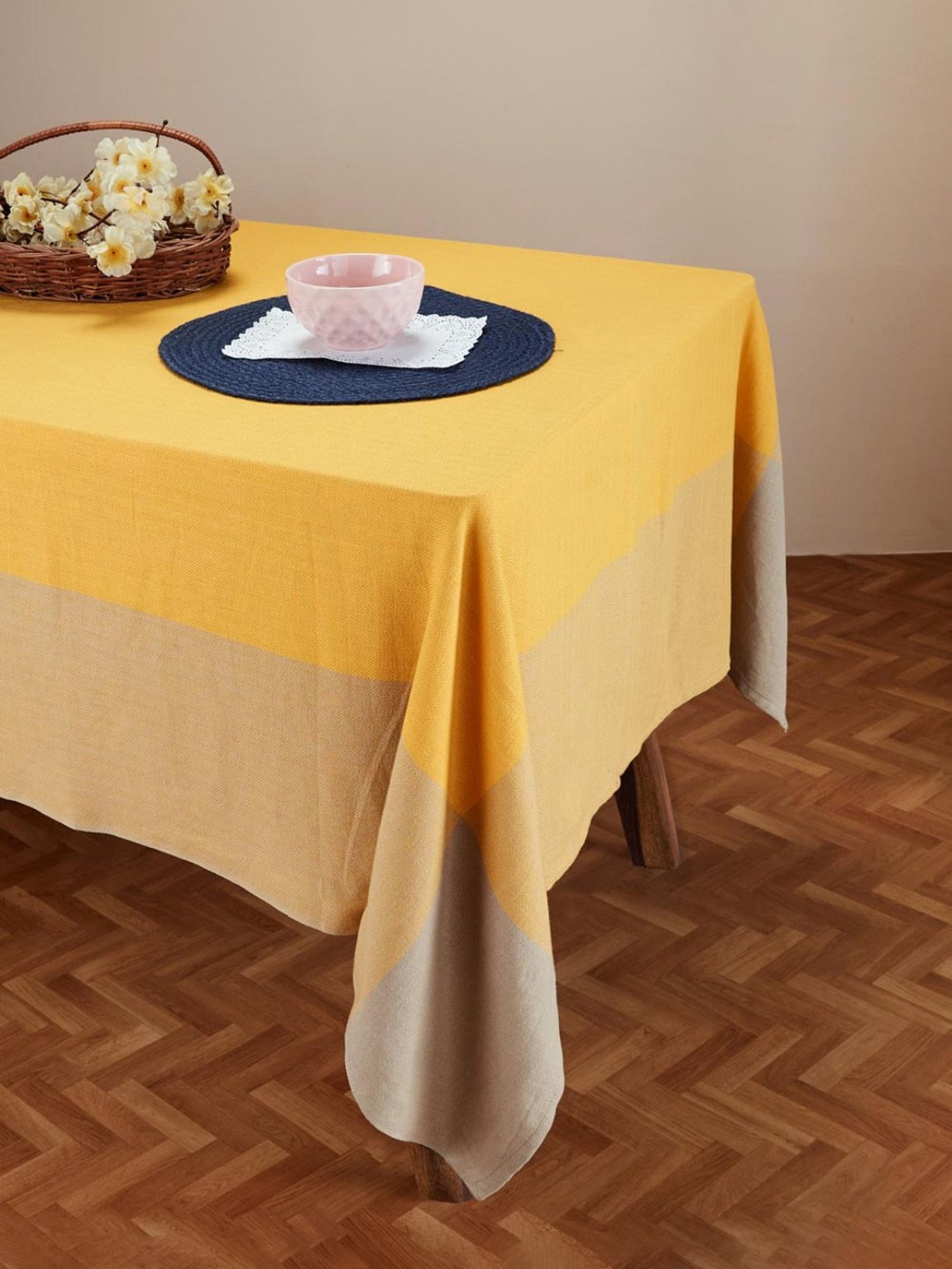 Fabindia Mustard Cotton 72 TC 200 GSM Adesh Table Cover - Set of 4