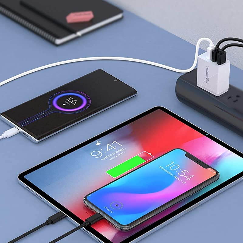 USB Quick Charger Wall Charger, 30W QC 3.0 Fast Charger 3 USB Port Wall Power Plug Adapter for iPhone Xs XS Max XR X 8 7 6 Plus, Galaxy S10 S9 S8 Edge Plus, Note 8 7, Nexus and More