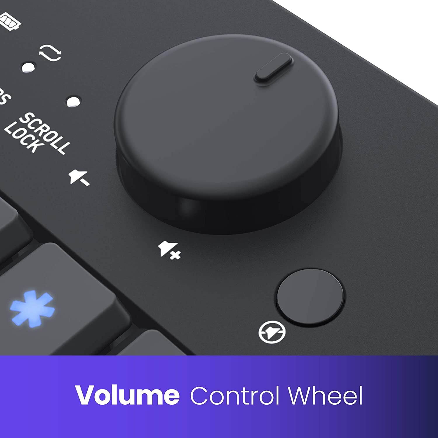 Azio Wireless Keyboard with Large Print Keys, Blue Color Backlight, 2.4gHz USB-RF Rechargeable and Multimedia Productivity Hotkeys (Vision Series KB510W)