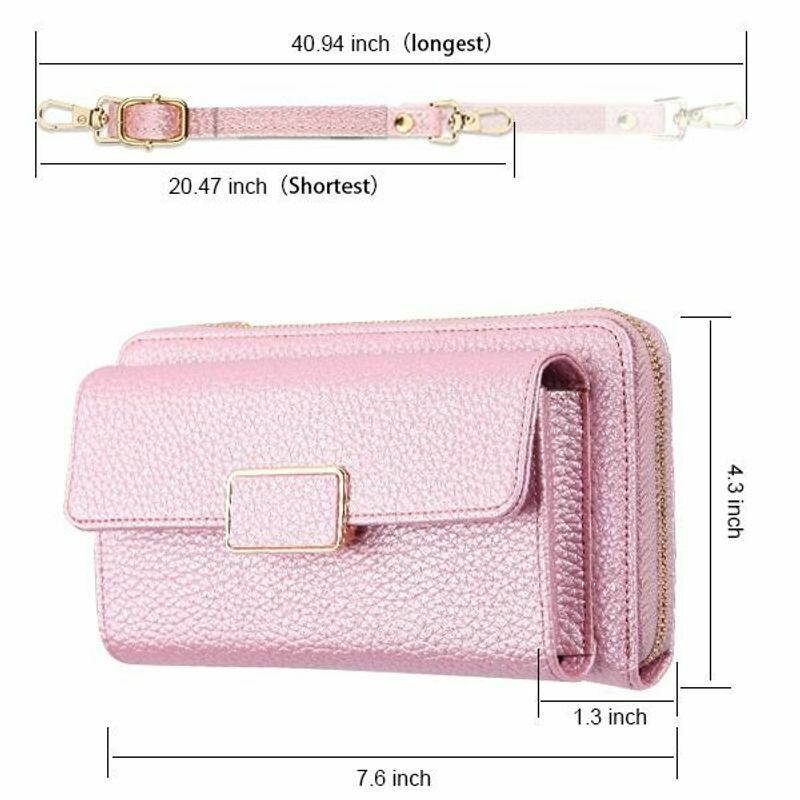 Lady's Horizontal Posh MyJacket Wallet with Removable Shoulder Strap, Rose Gold