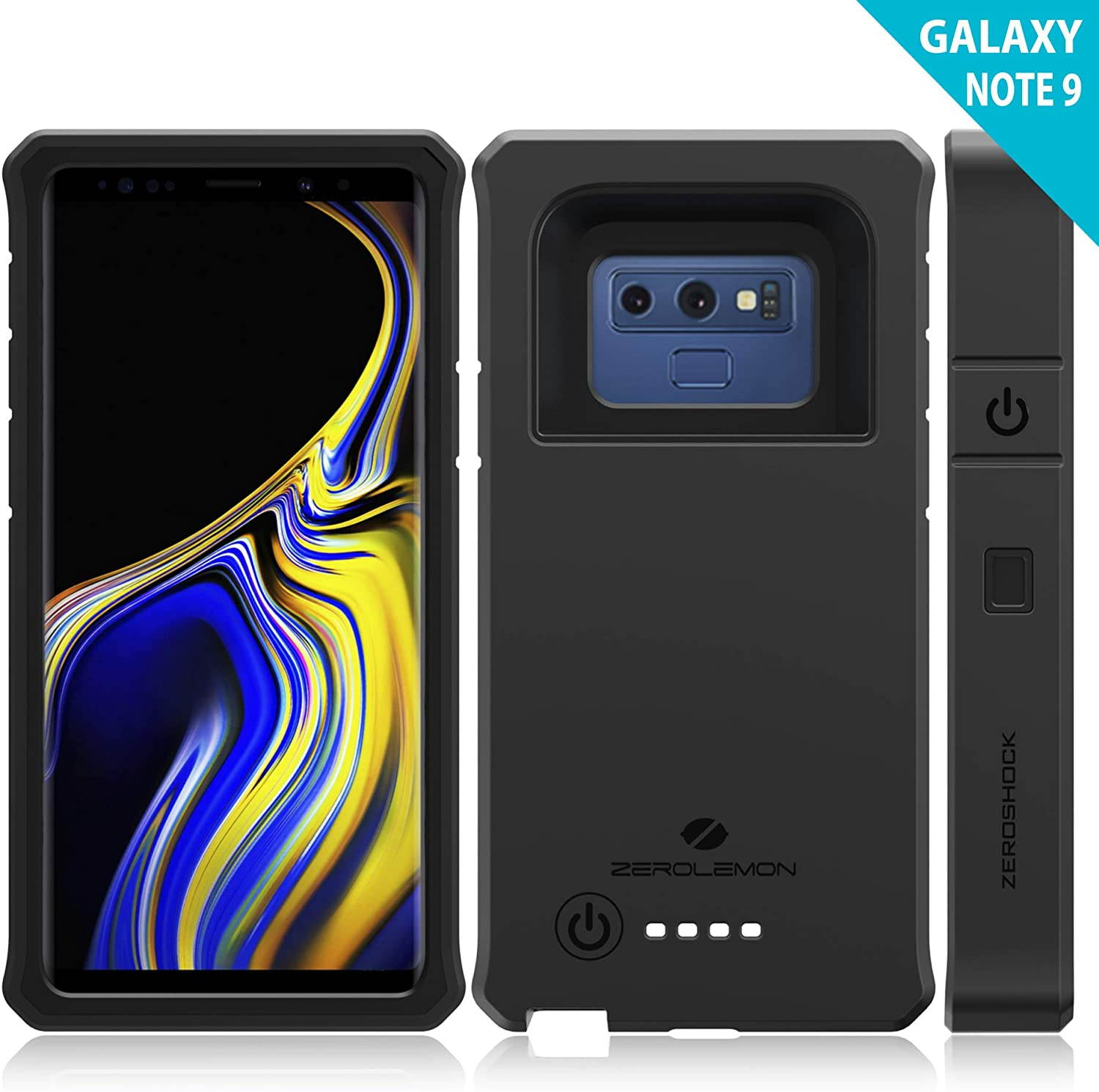 Galaxy Note 9 Battery Charging Case, ZeroLemon ZeroShock 10000mAh Extended Rechargeable Battery Rugged Case with Full Edge Protection for Galaxy Note 9 - Black