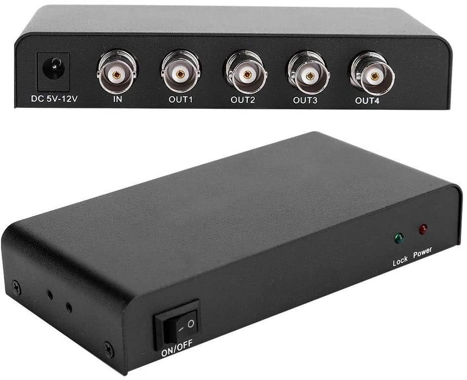 Dancal 1x4 3G SDI Signal Splitter Video Converter 1 in 4 Out Distributor Adapter (110-240V)(US)