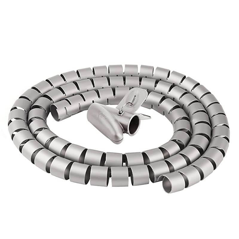 Cable Organizer Coiled Tube Sleeve Cable Cable Management Sleeve Silver Length59inches Diameter11inches