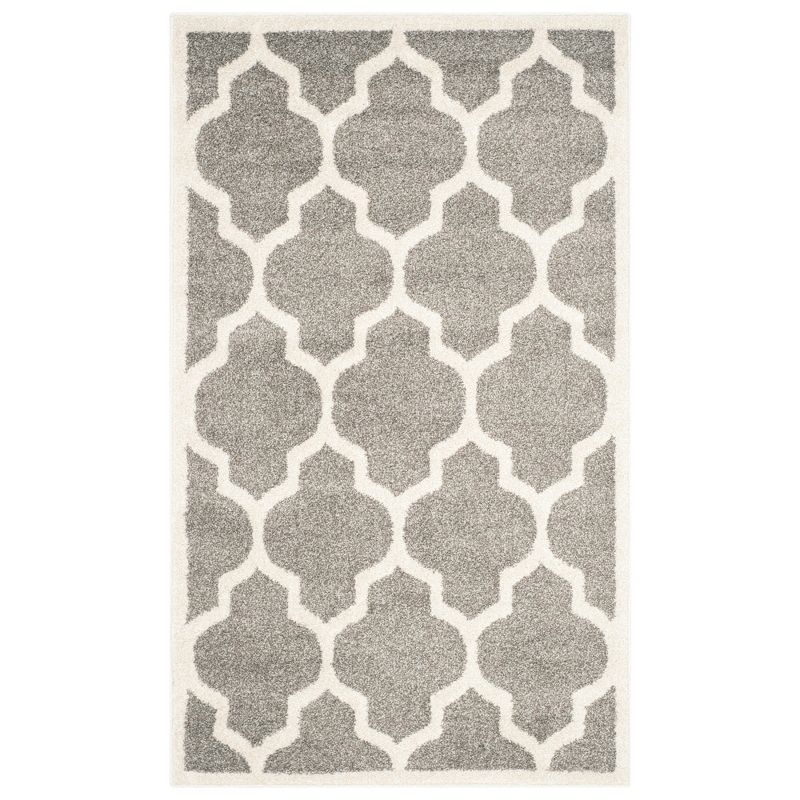 4'X6' Rectangle Amherst Outdoor Patio Rug  Dark Gray/Beige - Safavieh