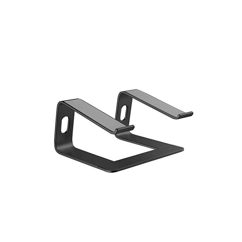 Aluminum Laptop Stand for Desk Compatible with Mac MacBook Pro Air Apple Notebook Portable Holder Ergonomic Elevator Metal Riser for 10 to 156 inch PC Desktop Computer LS1 Black
