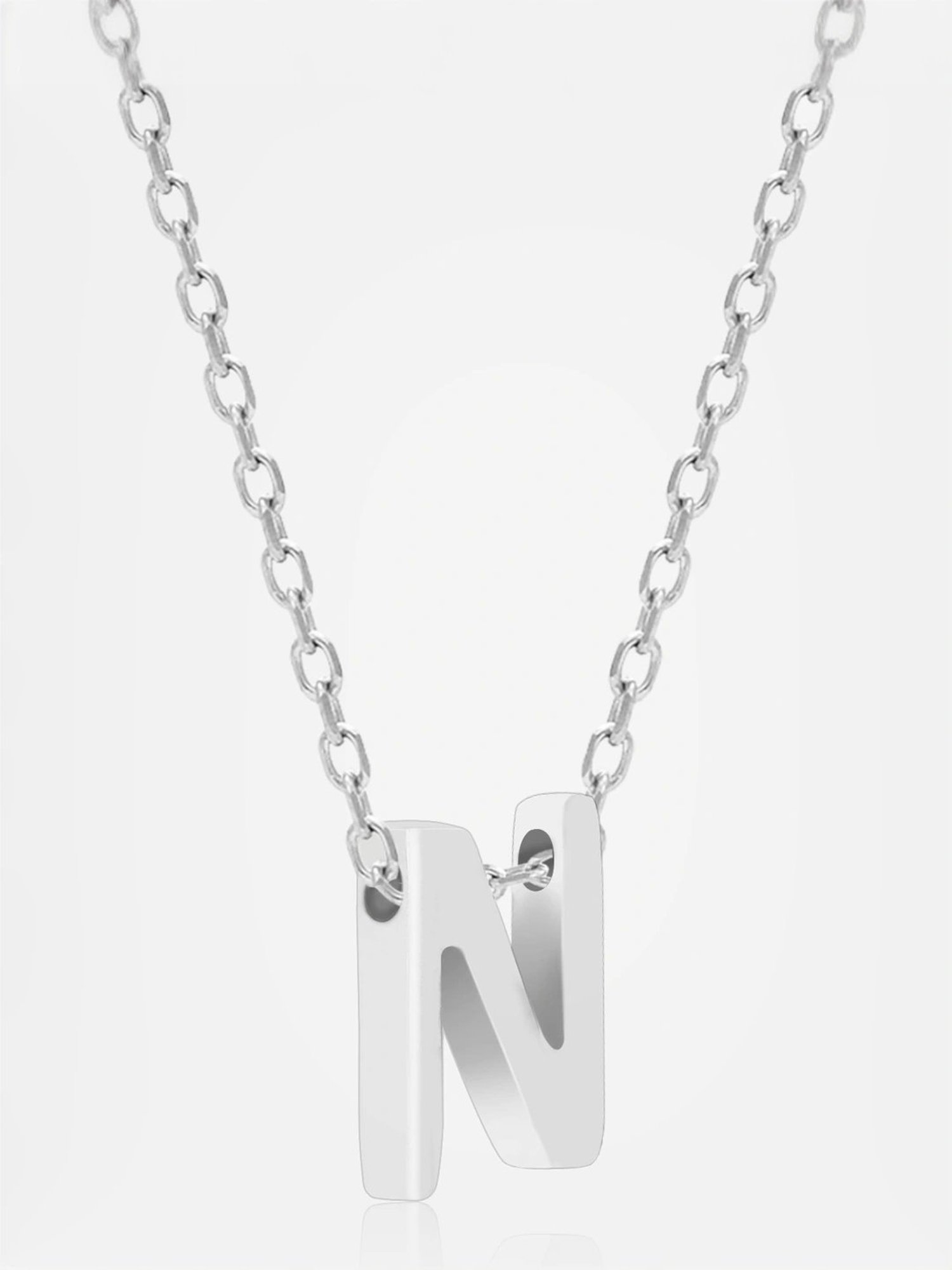 Touch925 Sterling Silver Noble N Initial Chain Pendant
